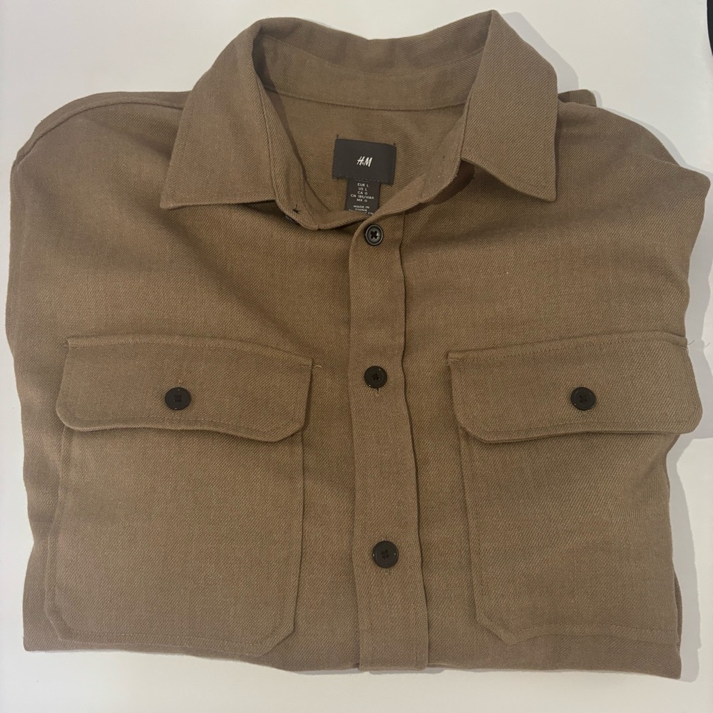 H&M Tan Casual Button-Up Shirt